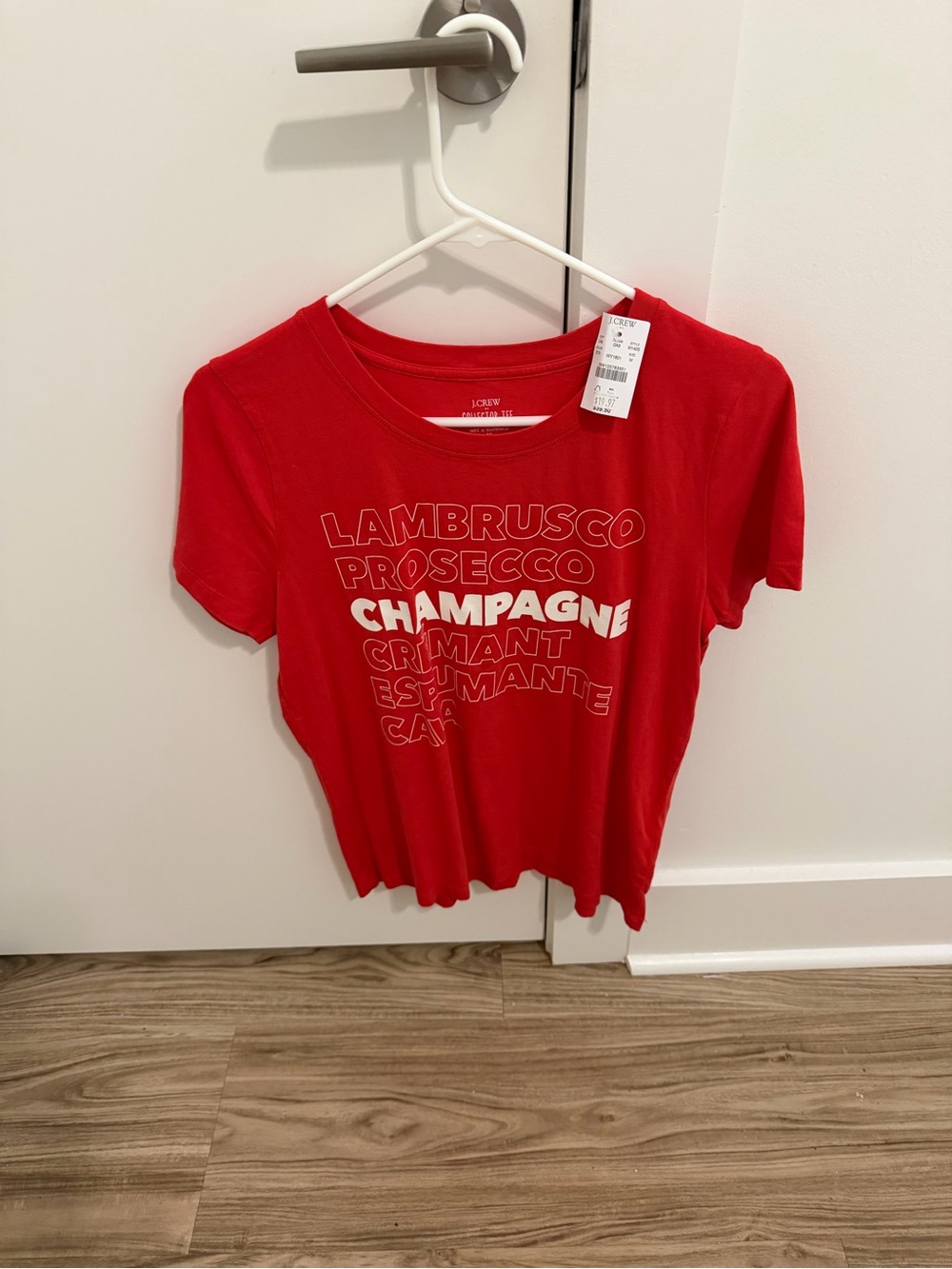 New J. Crew Red Champagne Graphic Tee - Women's Casual Top